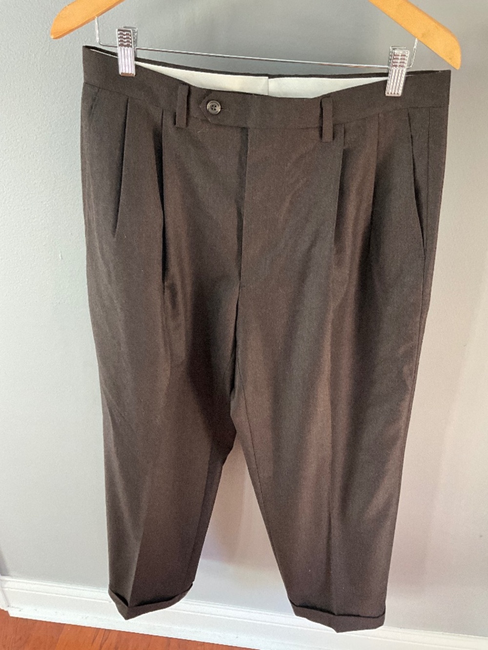 Mens Ralph Lauren Pleated cuffed black/brown trouser 34/32